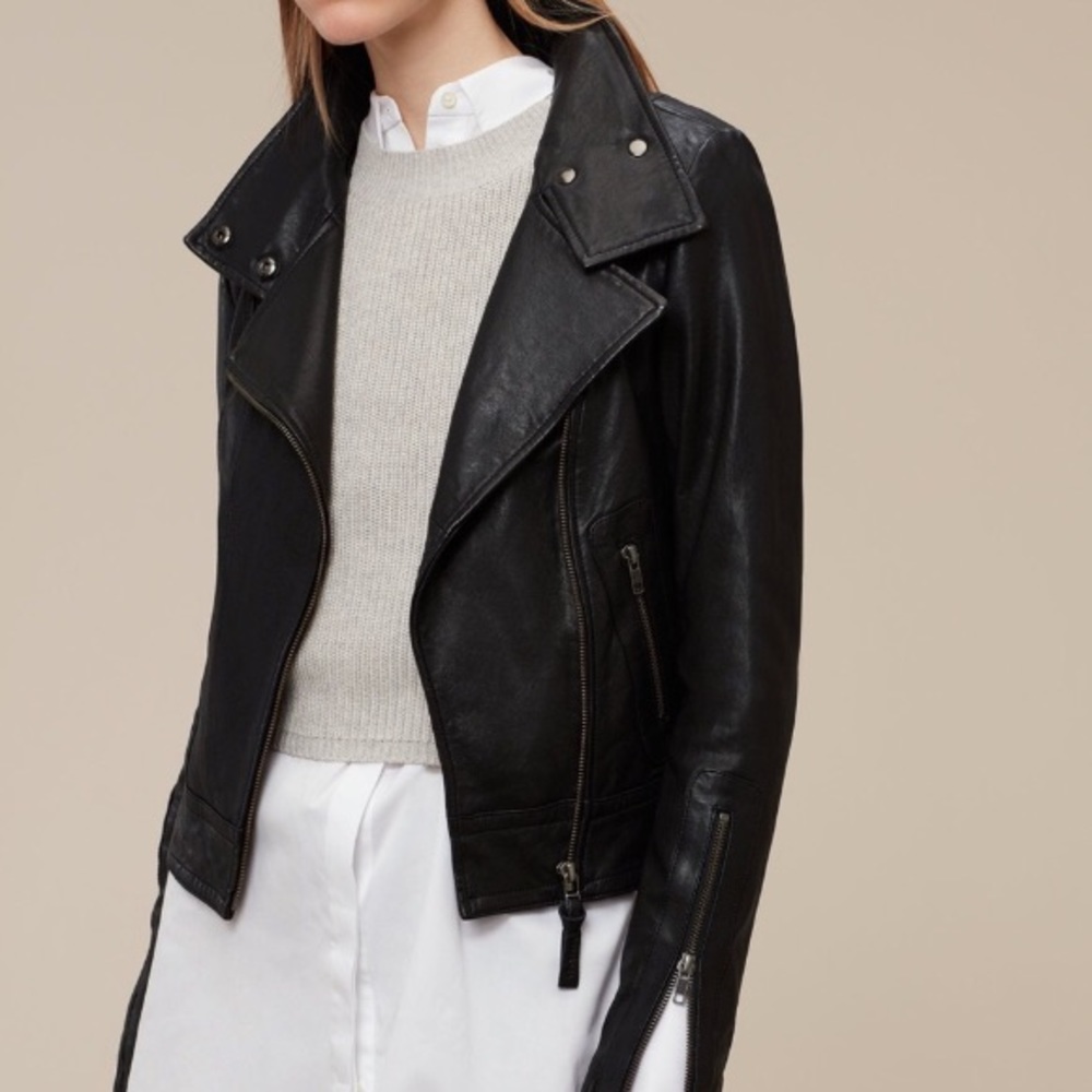 MACKAGE Kenya Aritzia XXS leather moto black jacket EUC